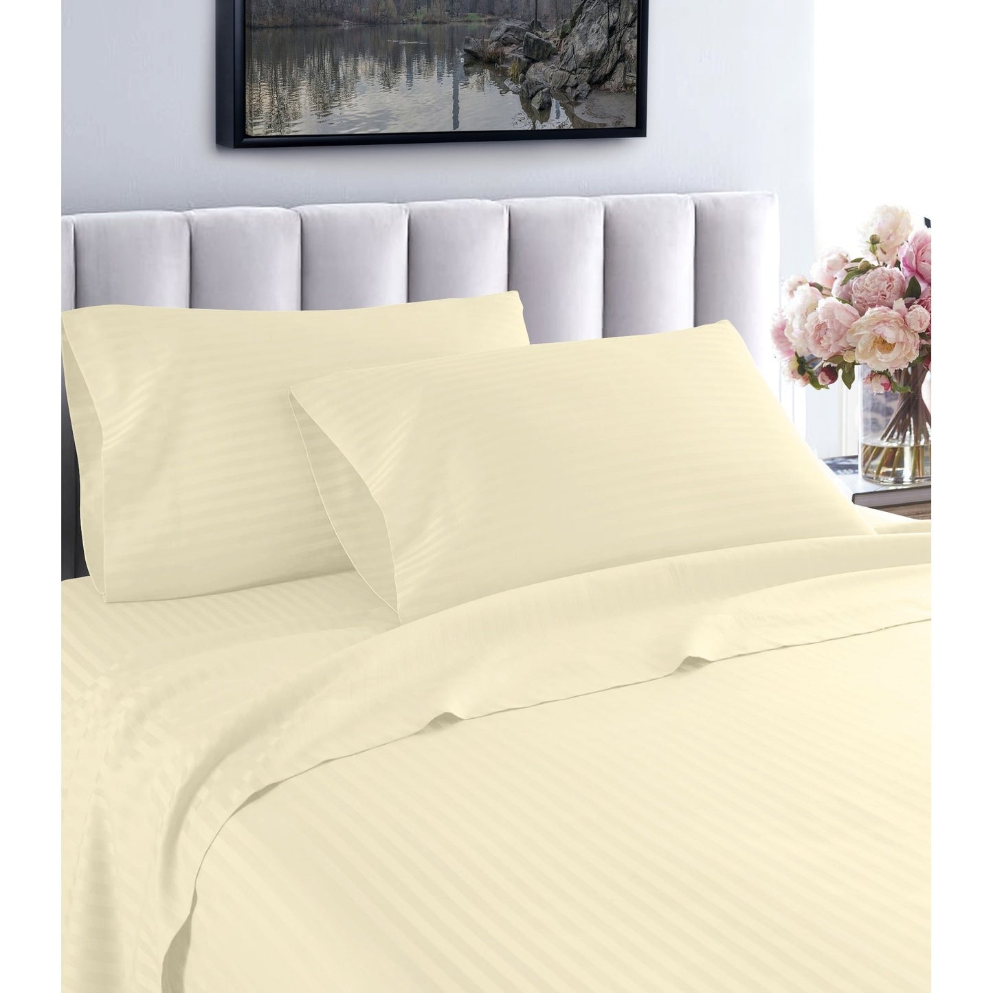 Home Sweet Home Dream Striped 1200 TC Egyptian Cotton Deep Pocket Bed Sheet Set