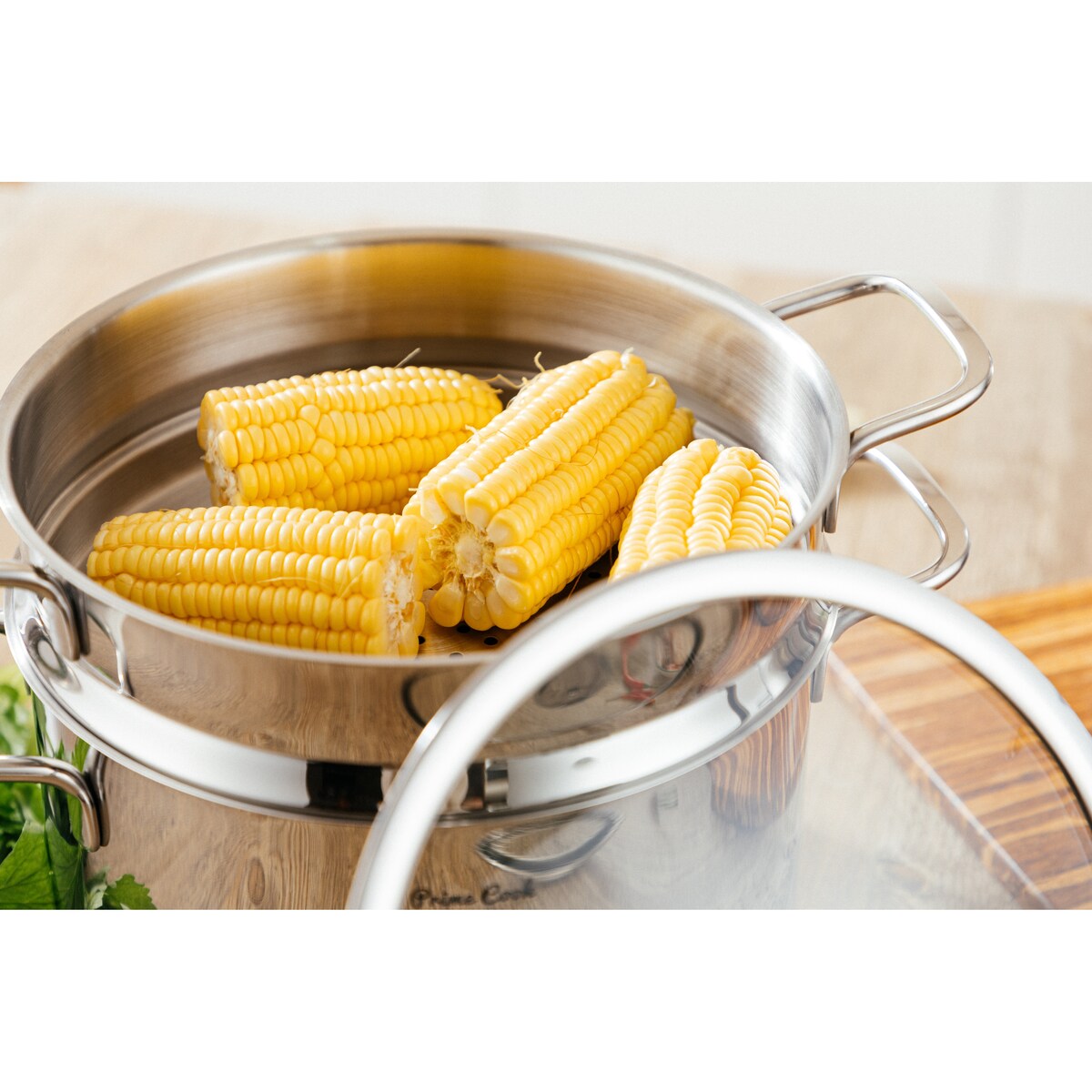 Prime Cook 6.4 qt. Stainless Steel Steamer Pot with Lid