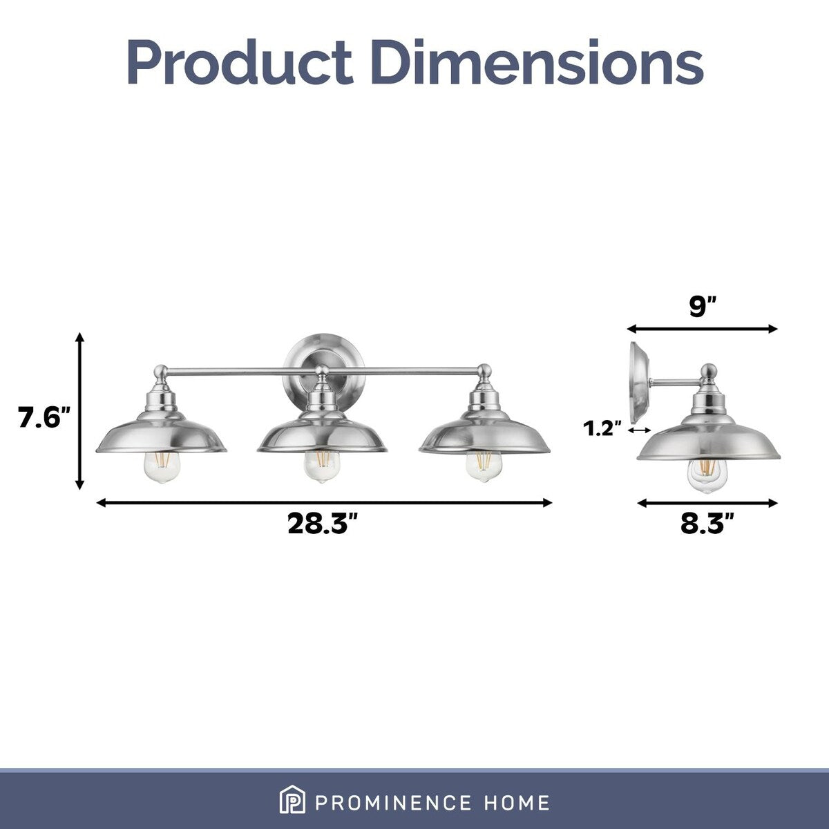 Prominence Home Lyndan, Indoor Vanity & Bathroom Light, Matte Black & Brushed Nickel Finishes - 3-Light