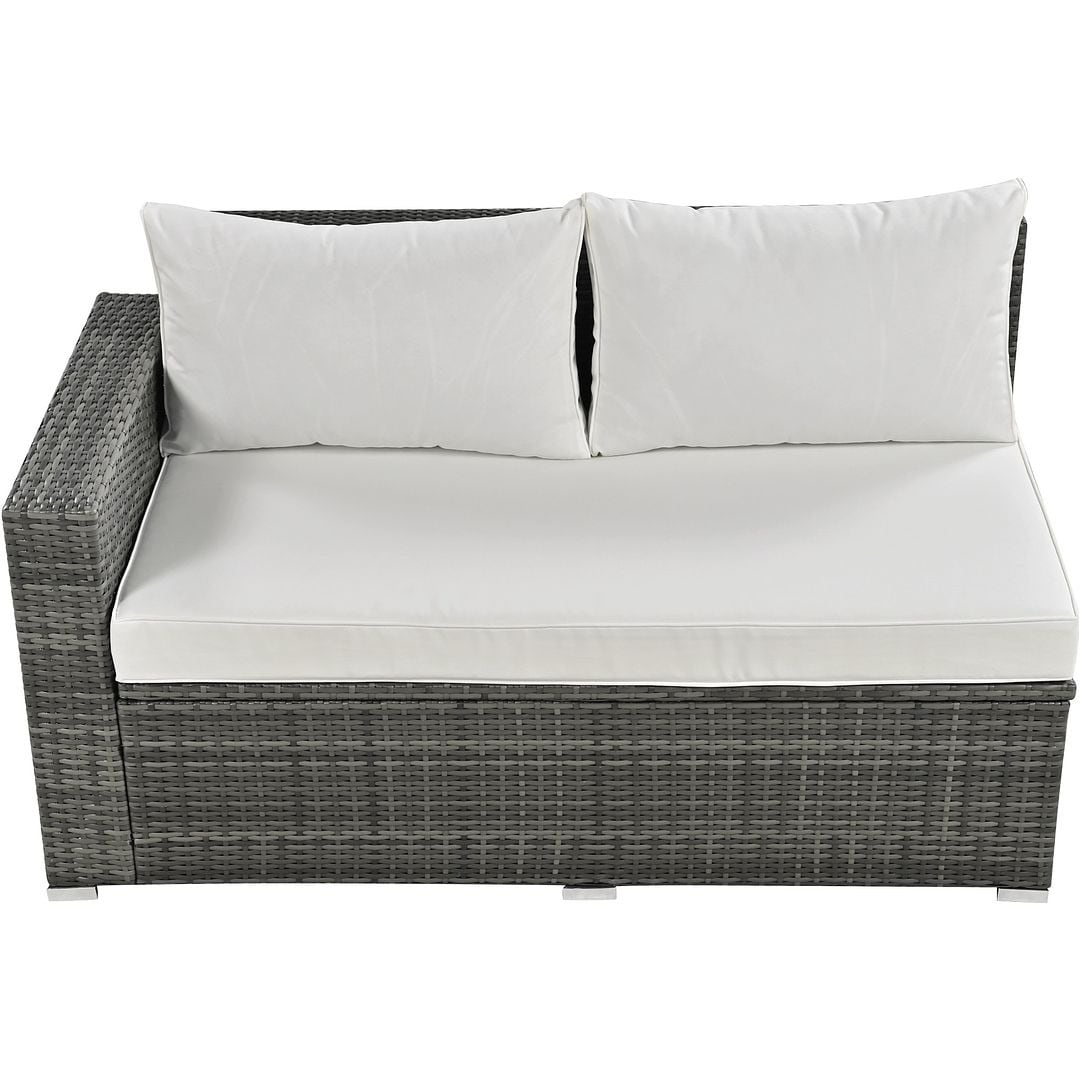 6-Piece PE Rattan Patio Sofa Set with Storage & Adjustable Seats