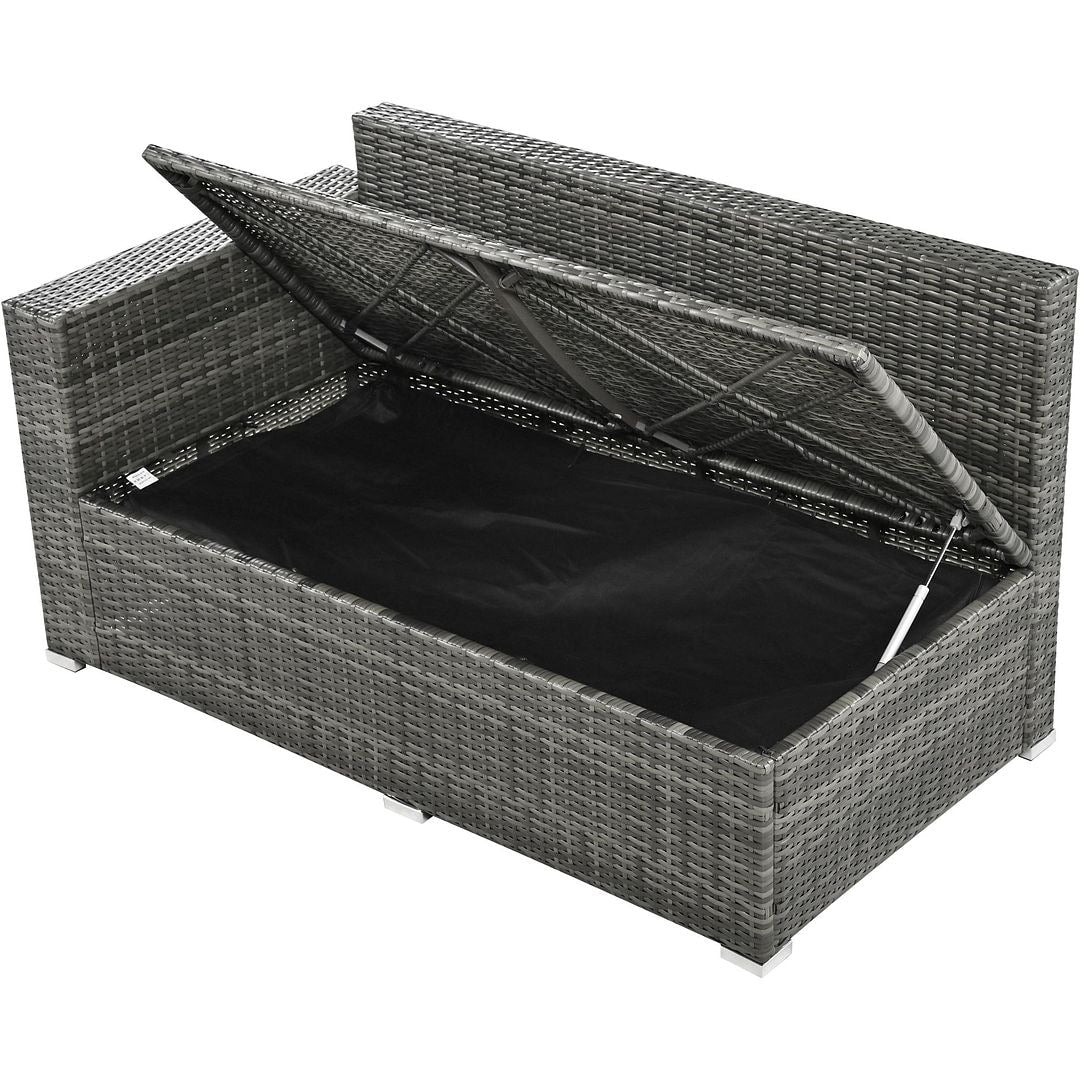 6-Piece PE Rattan Patio Sofa Set with Storage & Adjustable Seats