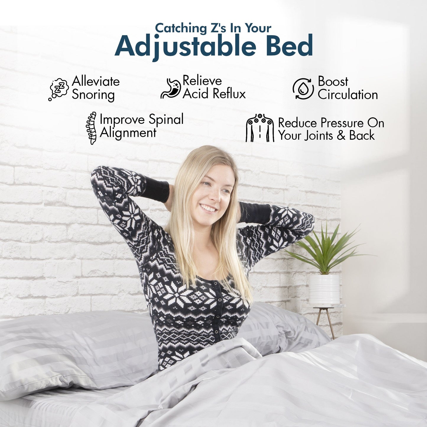 Renanim Adjustable Bed Frame with Medium Gel Memory Foam Mattress, Dual Massage, USB Ports, App, Remote