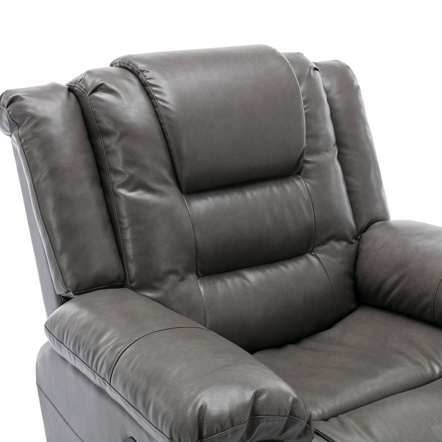 Roomfitters 2-Seater Manual Home Theater Recliner Chair with Storage Box and Cup Holders, Grey