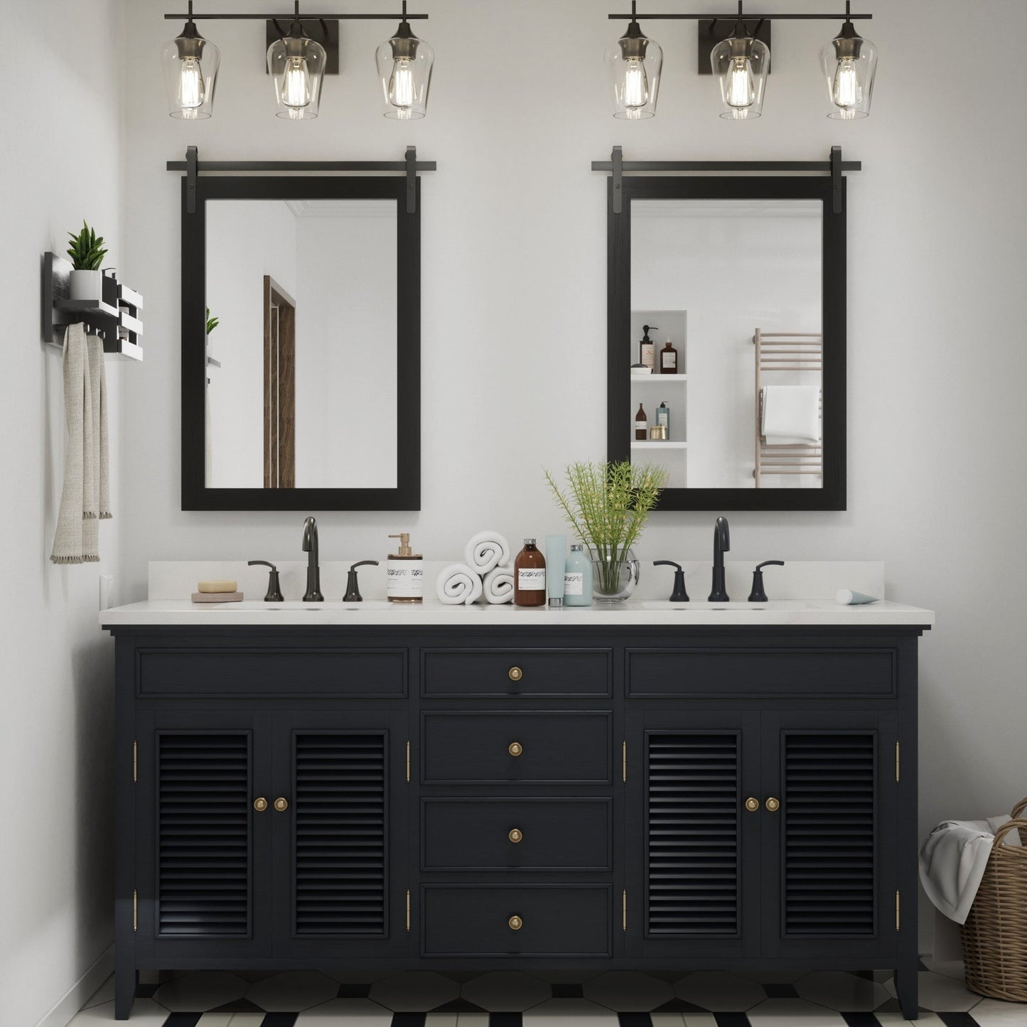 Rural Style Wall Mirrors Farmhouse Bathroom Mirrors Barn Mirror Vanity Mirror with Wood Framed(1 Piece)
