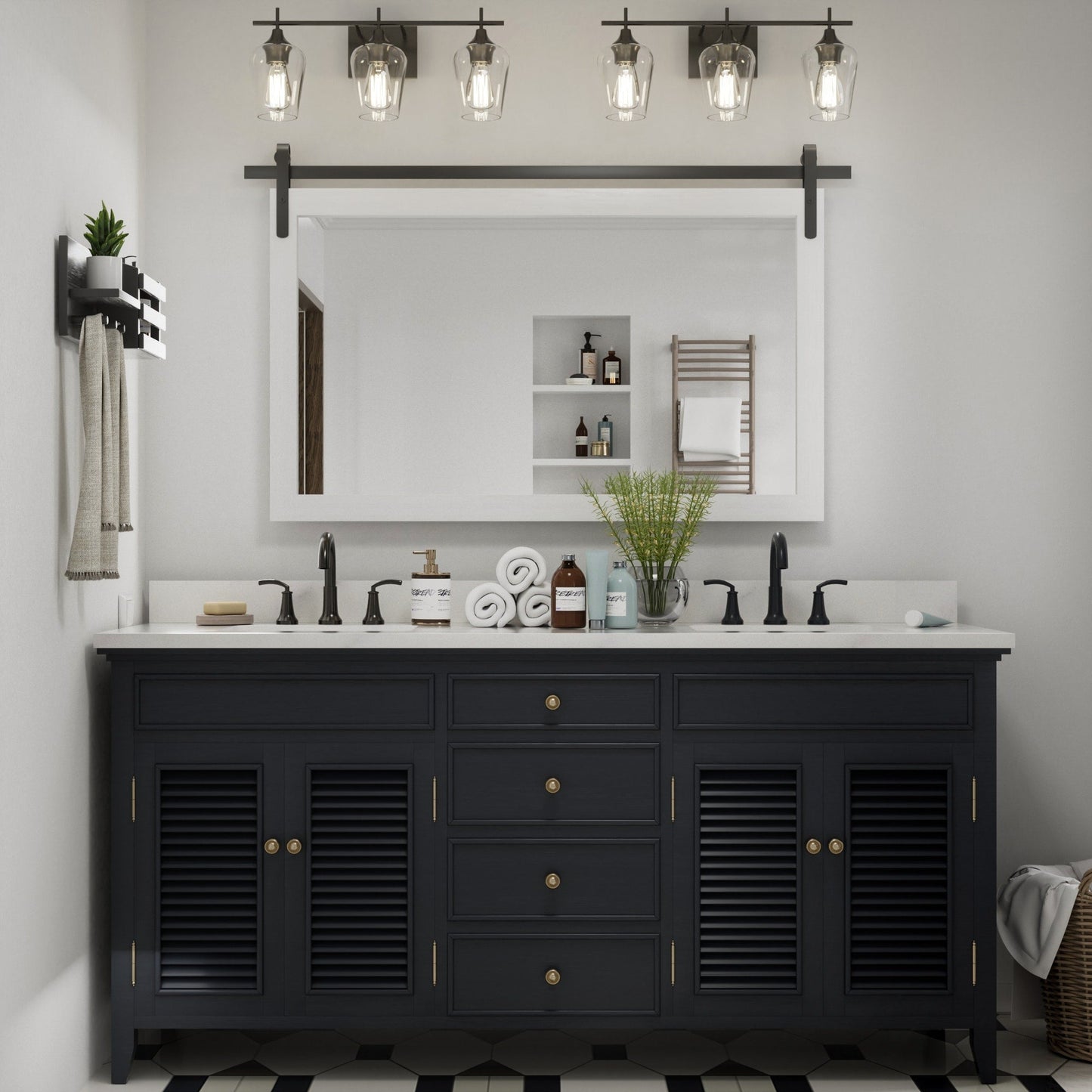 Rural Style Wall Mirrors Farmhouse Bathroom Mirrors Barn Mirror Vanity Mirror with Wood Framed(1 Piece)