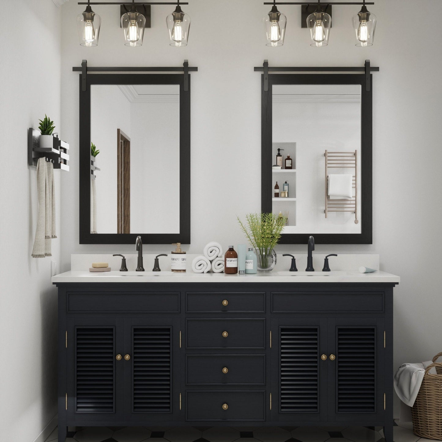 Rural Style Wall Mirrors Farmhouse Bathroom Mirrors Barn Mirror Vanity Mirror with Wood Framed(1 Piece)