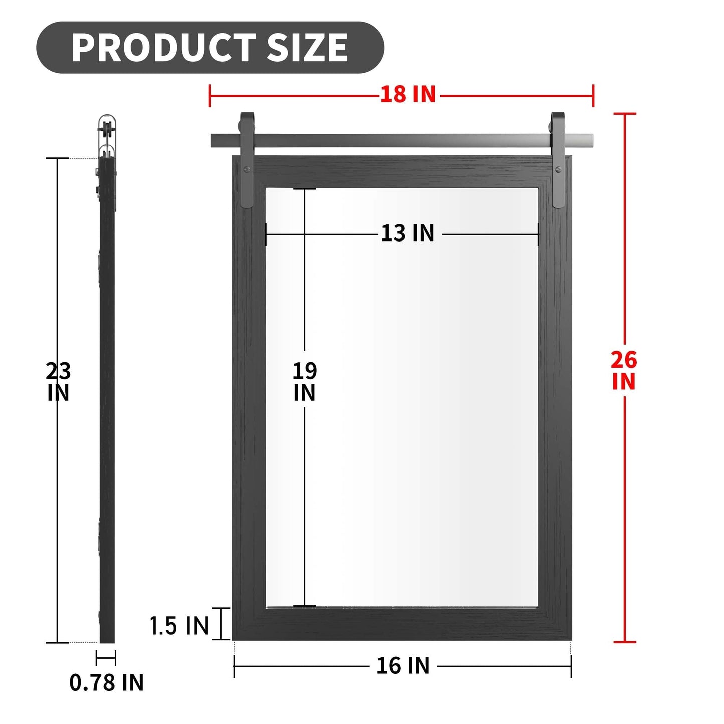 Rural Style Wall Mirrors Farmhouse Bathroom Mirrors Barn Mirror Vanity Mirror with Wood Framed(1 Piece)