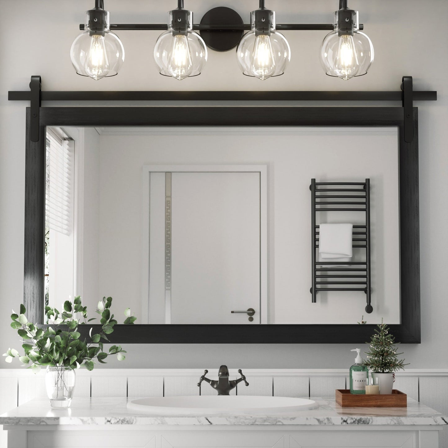Rural Style Wall Mirrors Farmhouse Bathroom Mirrors Barn Mirror Vanity Mirror with Wood Framed(1 Piece)