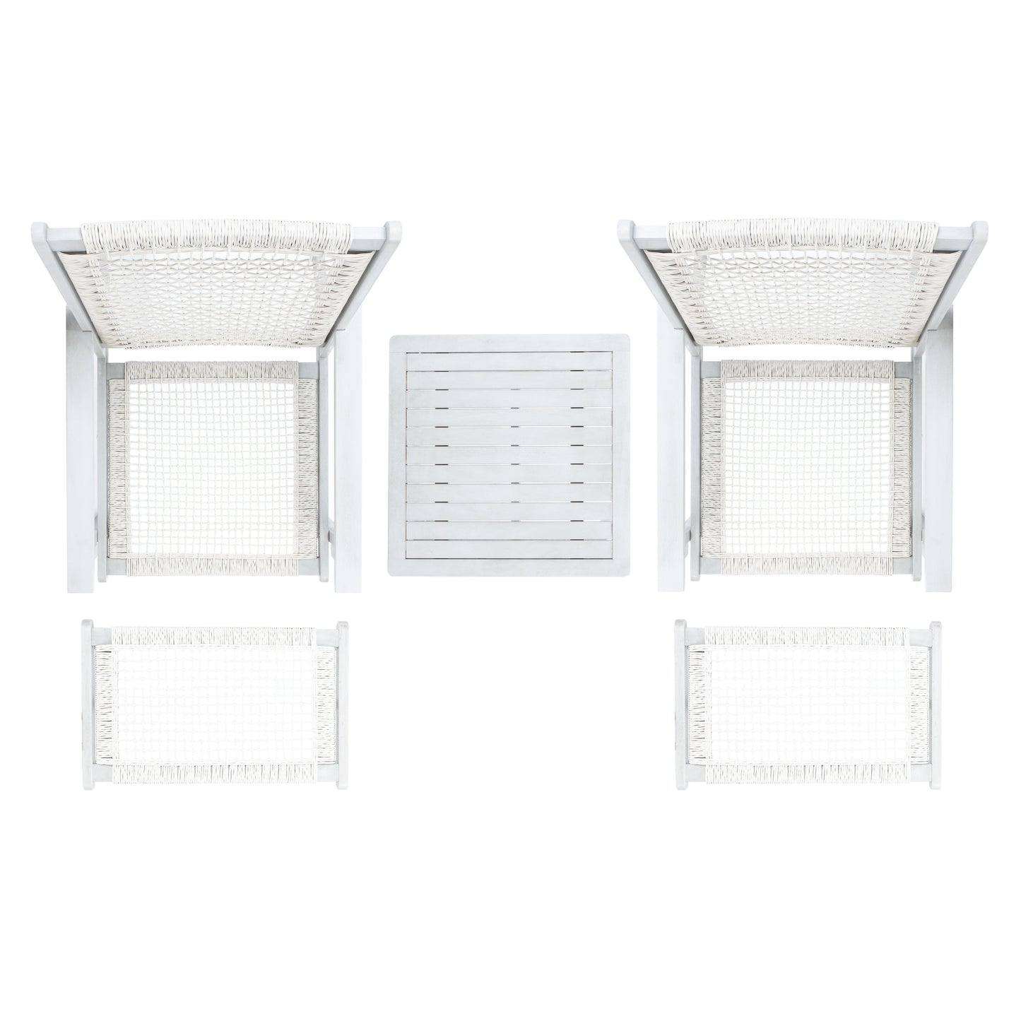 SAFAVIEH Chantelle Outdoor Living Solid Wood Chaise Lounge Chair and Stool Set of 2 (Includes End Table) - 26W x 35D x 33H