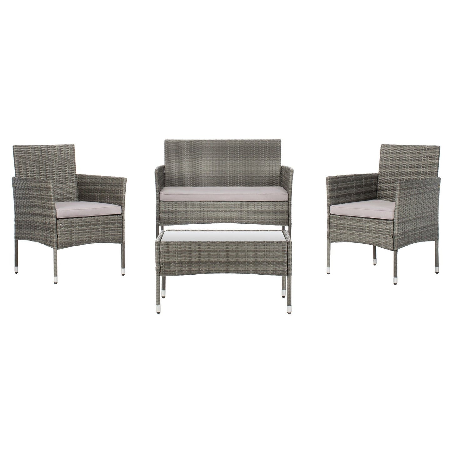 SAFAVIEH Outdoor Amiyah 4-Piece Conversation Patio Set - 24Wx16Dx15H