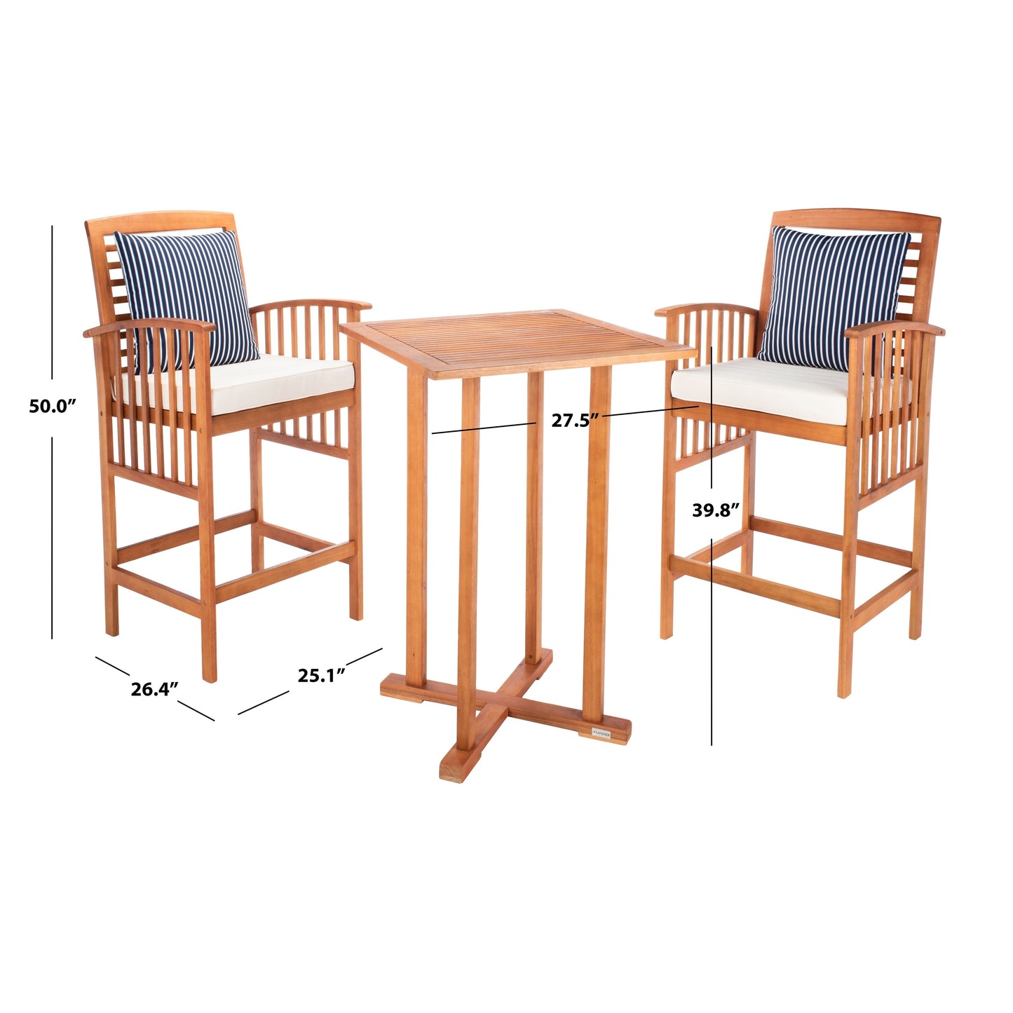 SAFAVIEH Outdoor Living Pate 3-piece Bar Bistro Set - 25W x 26D x 50H
