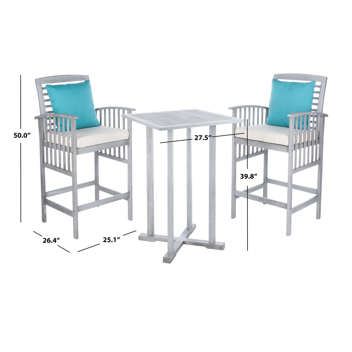 SAFAVIEH Outdoor Living Pate 3-piece Bar Bistro Set - 25W x 26D x 50H