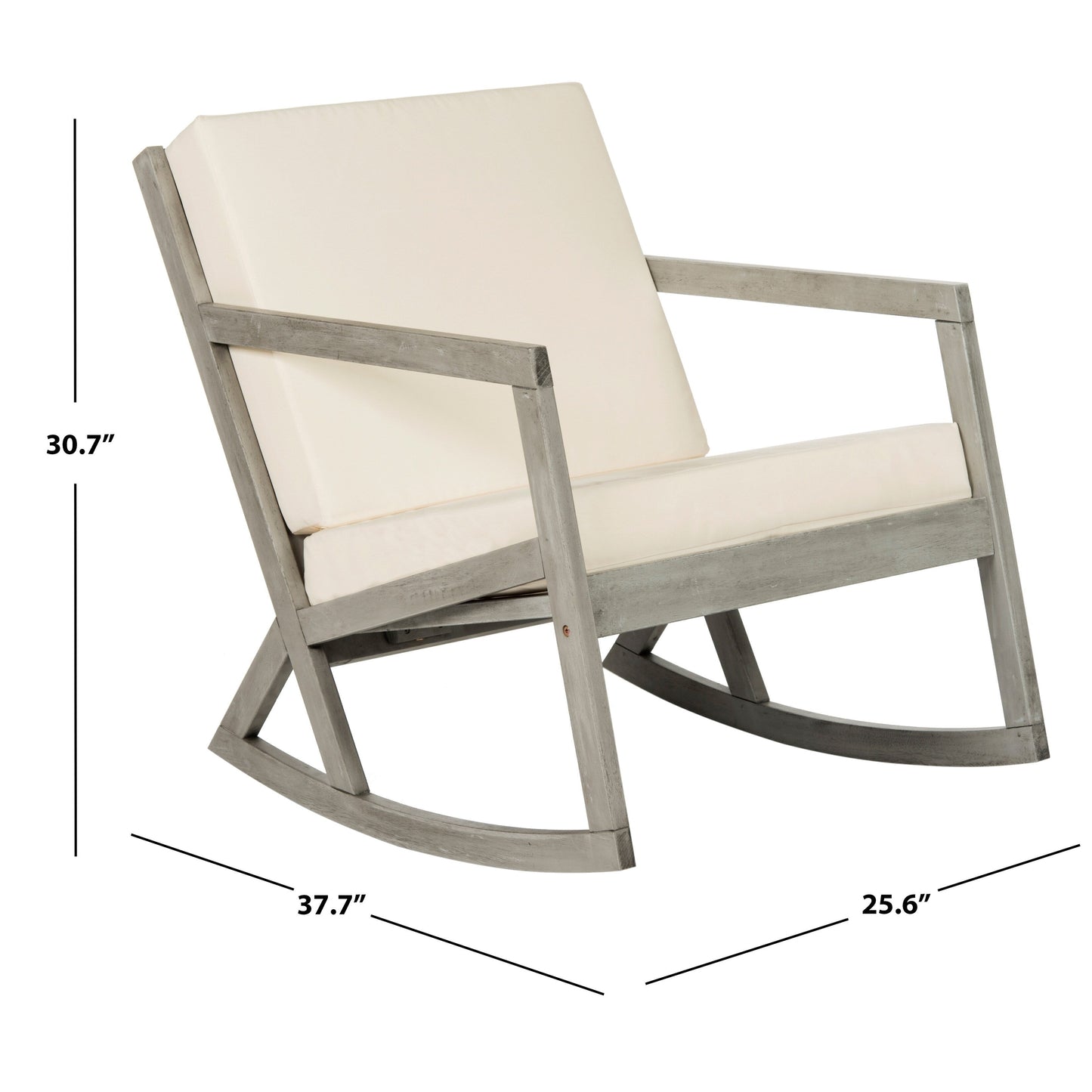 SAFAVIEH Outdoor Makaila Rocking Chair with Cushion - 26W x 31D x 38H