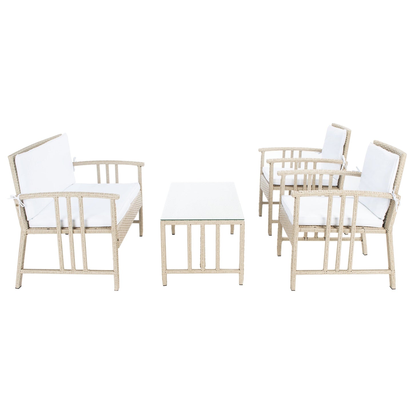 SAFAVIEH Outdoor Reslor 4-Piece Wicker Living Set - 43W x 26D x 31H
