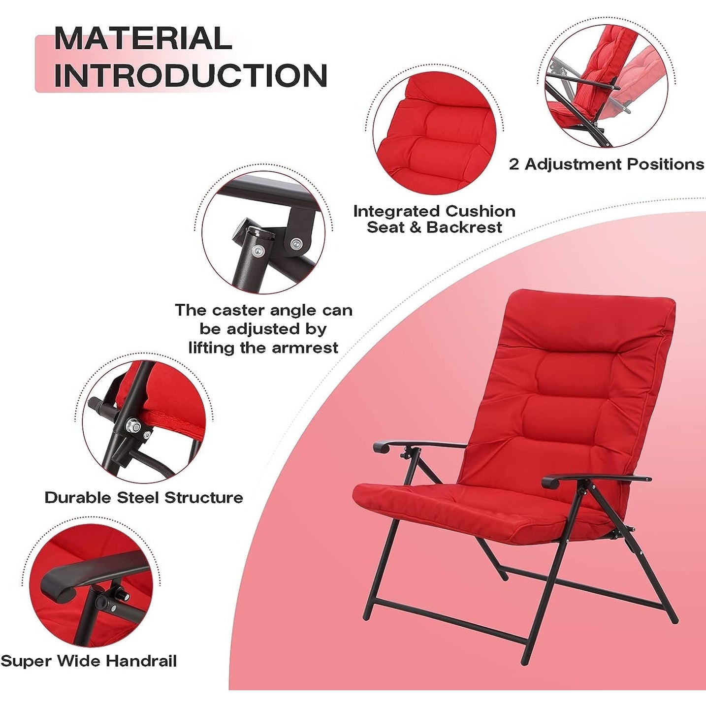 SUNCROWN 3 Piece Outdoor Patio Padded Folding Chairs Bistro Set