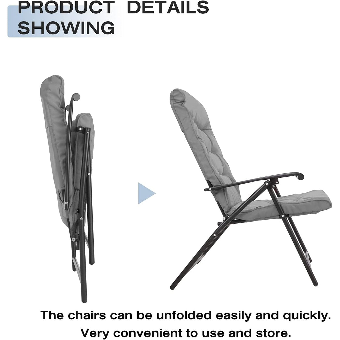 SUNCROWN 3 Piece Outdoor Patio Padded Folding Chairs Bistro Set
