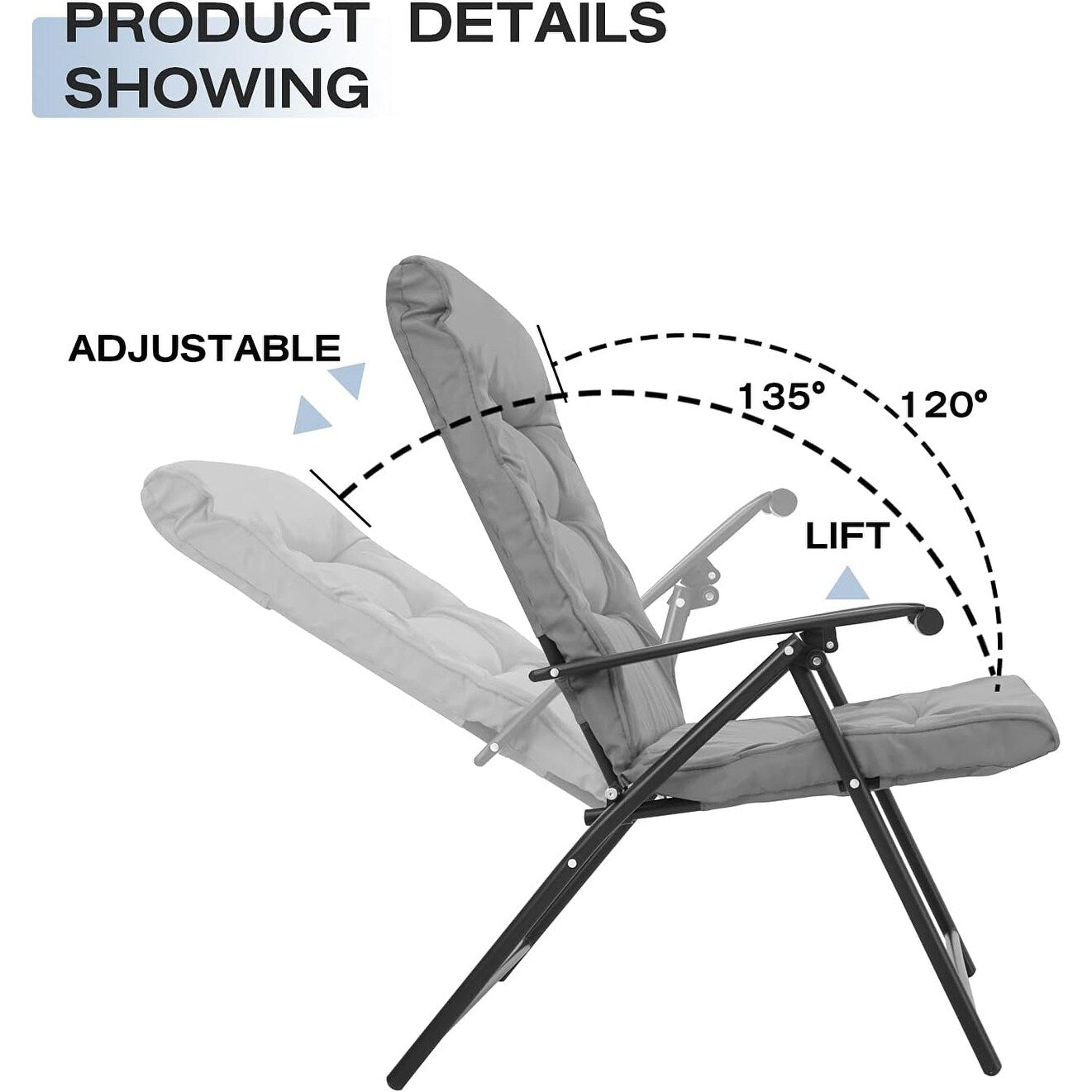 SUNCROWN 3 Piece Outdoor Patio Padded Folding Chairs Bistro Set