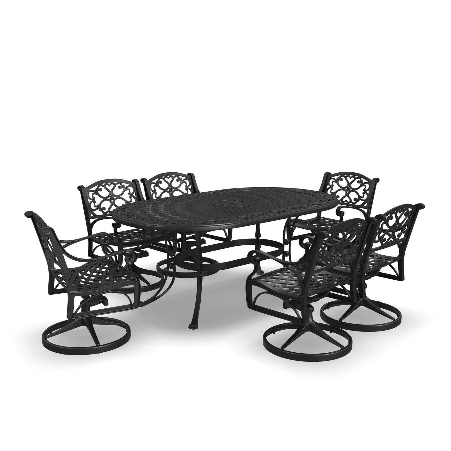 Sanibel Black Aluminum 7-Piece Outdoor Dining Set by Homestyles - 72 x 29 x 42