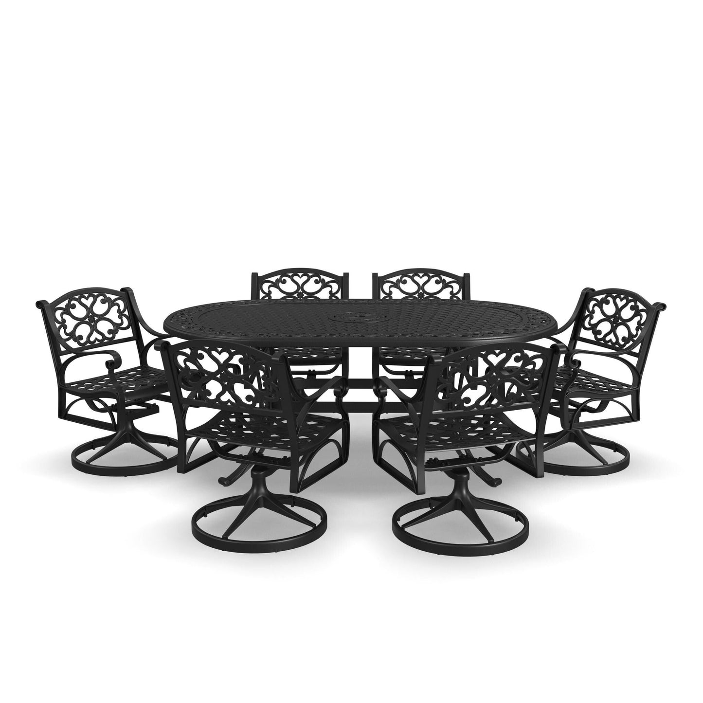 Sanibel Black Aluminum 7-Piece Outdoor Dining Set by Homestyles - 72 x 29 x 42