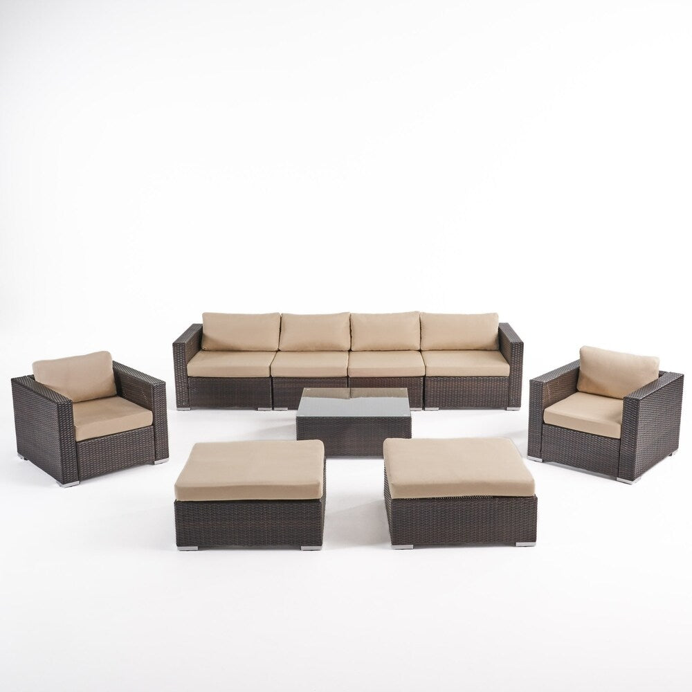 Santa Rosa Outdoor Wicker 9-Piece Sectional Sofa with Cushions by Christopher Knight Home
