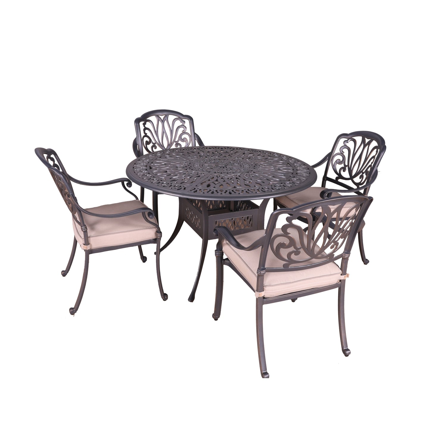 Saratoga 5pc Aluminum Round Dining Set with Sunbrella Cushions - Best Outdoor Furniture
