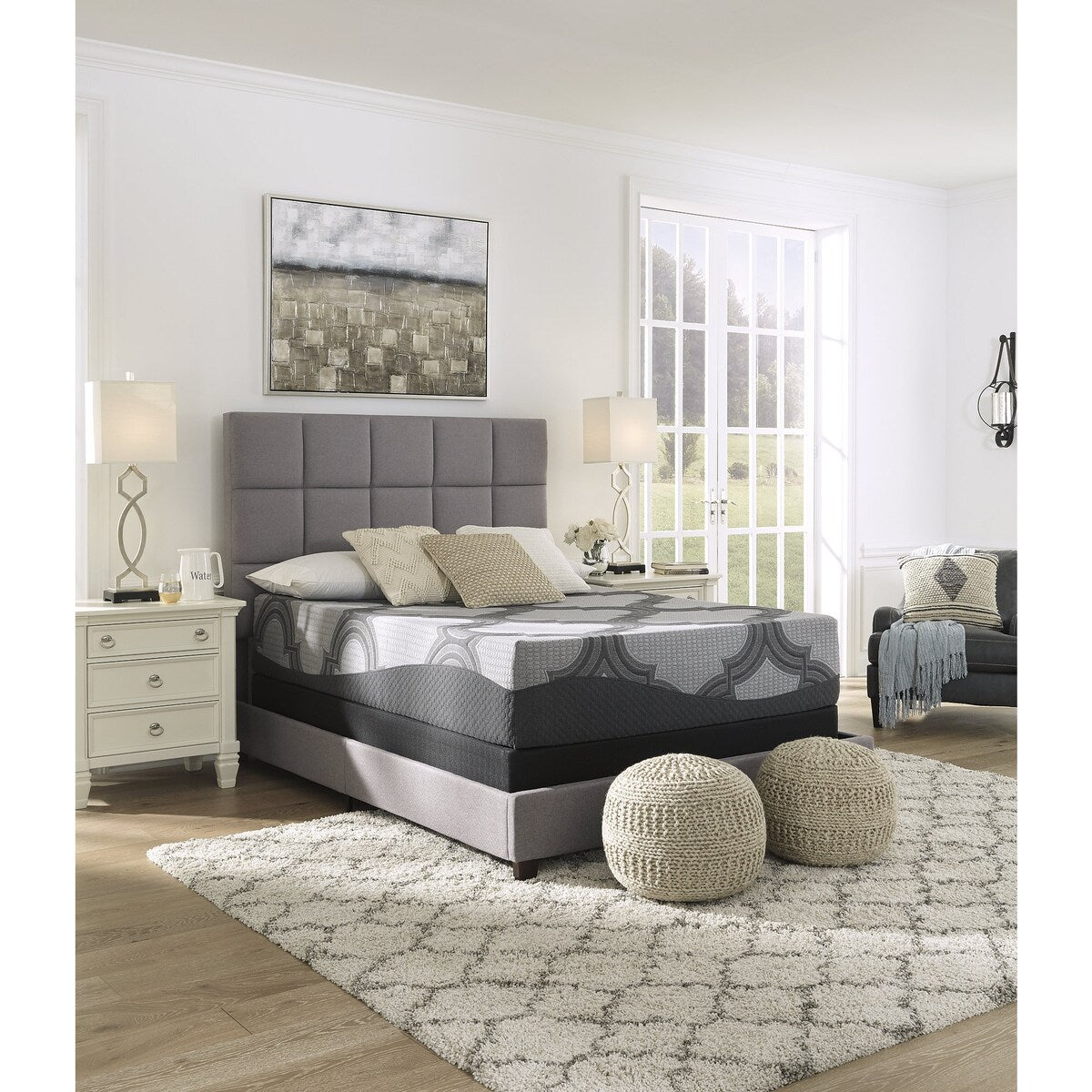 Signature Design by Ashley 12 Inch Ashley Hybrid Black/Gray 2-Piece Queen Mattress Package