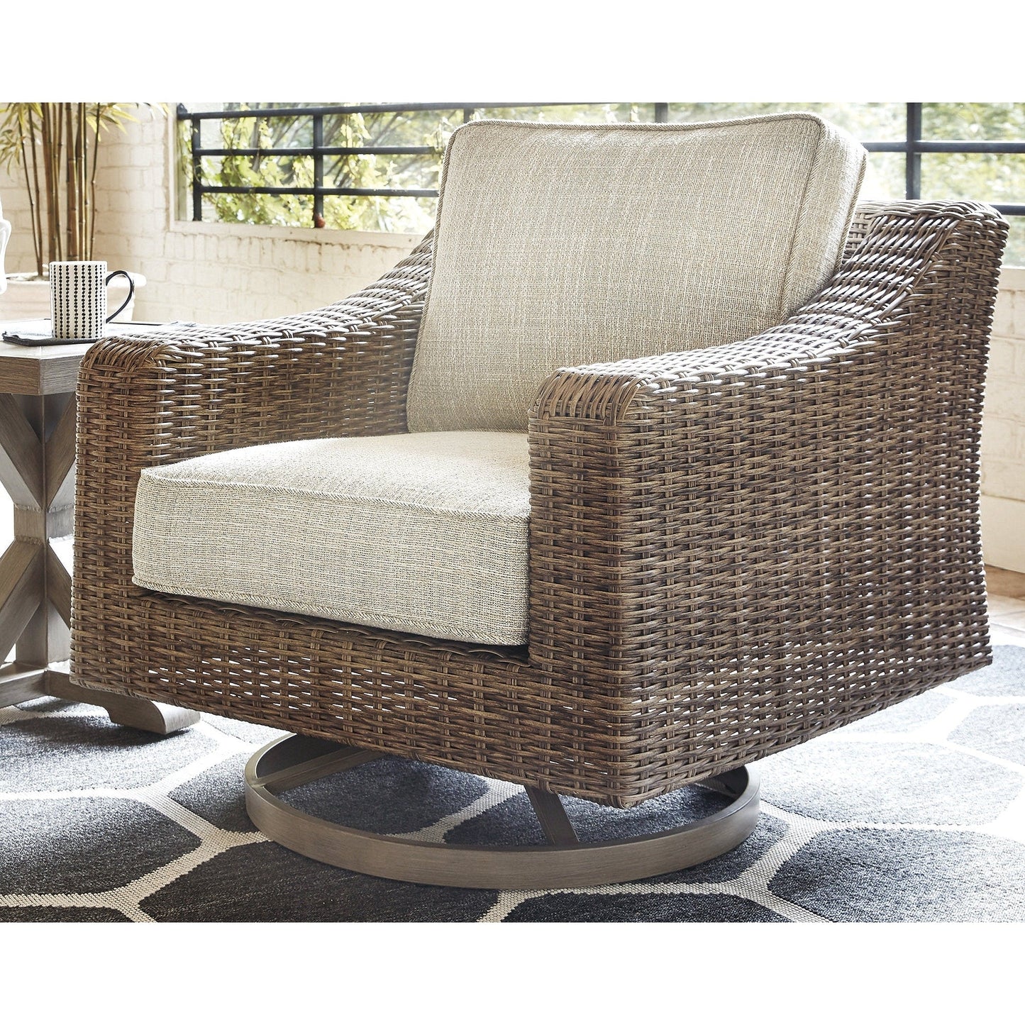 Signature Design by Ashley Beachcroft Brown/Beige 4-Piece Outdoor Conversation Set - 82.25 W x 37.75 D x 34.63 H