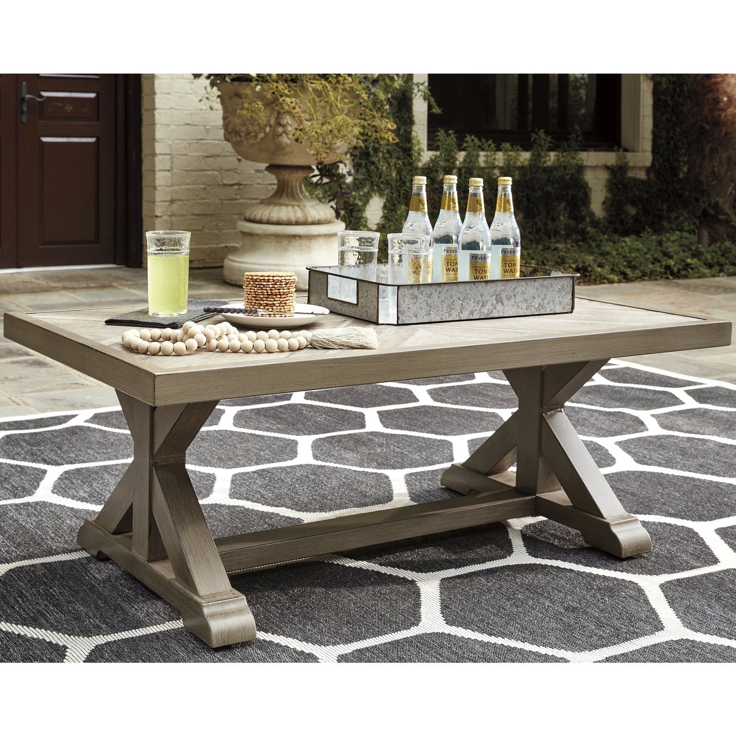 Signature Design by Ashley Beachcroft Brown/Beige 4-Piece Outdoor Conversation Set - 82.25 W x 37.75 D x 34.63 H