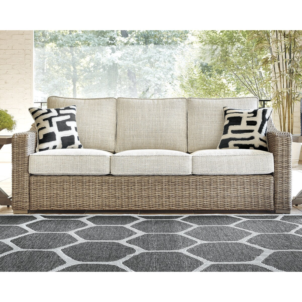 Signature Design by Ashley Beachcroft Brown/Beige Beachcroft Nuvella Sofa with Coffee and End Table - 83W x 37D x 36H