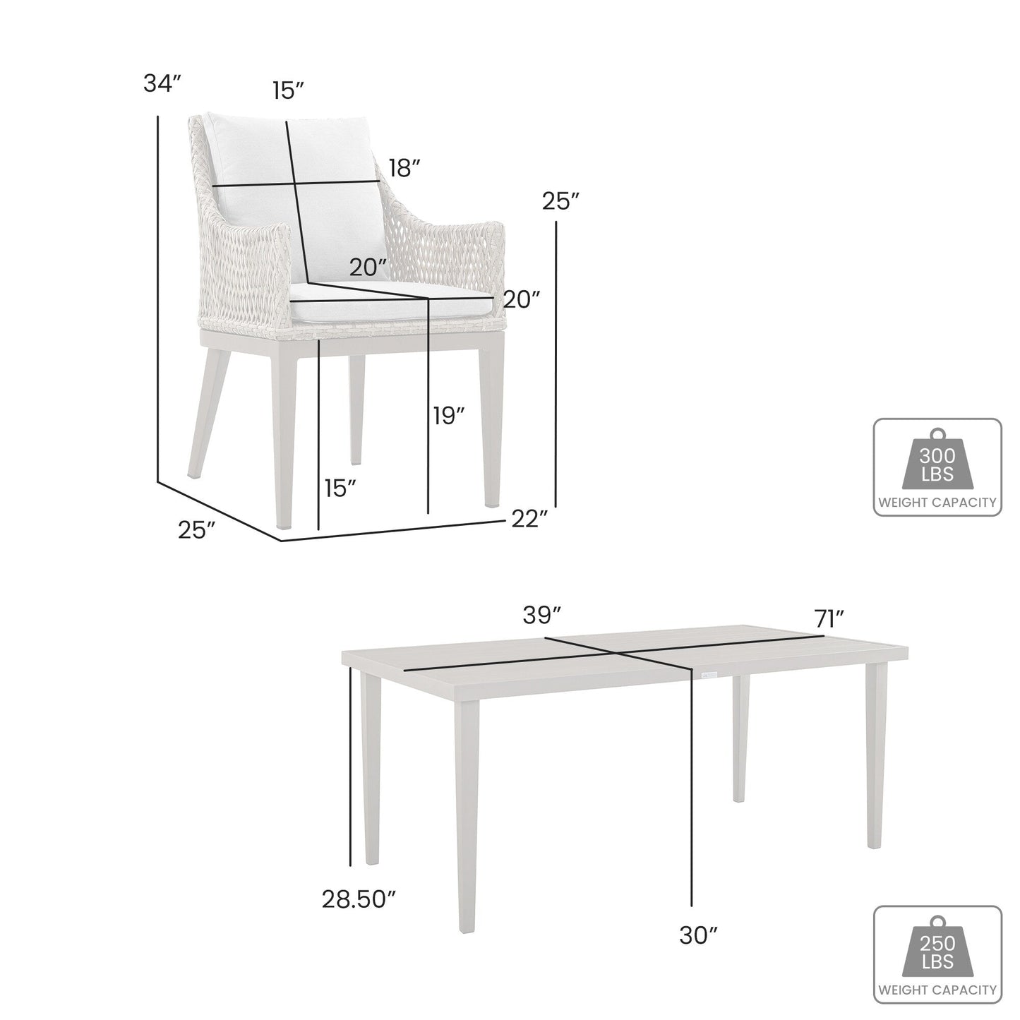 Silvana 7 Piece Gray Aluminum Outdoor Dining Set with Gray Fabric