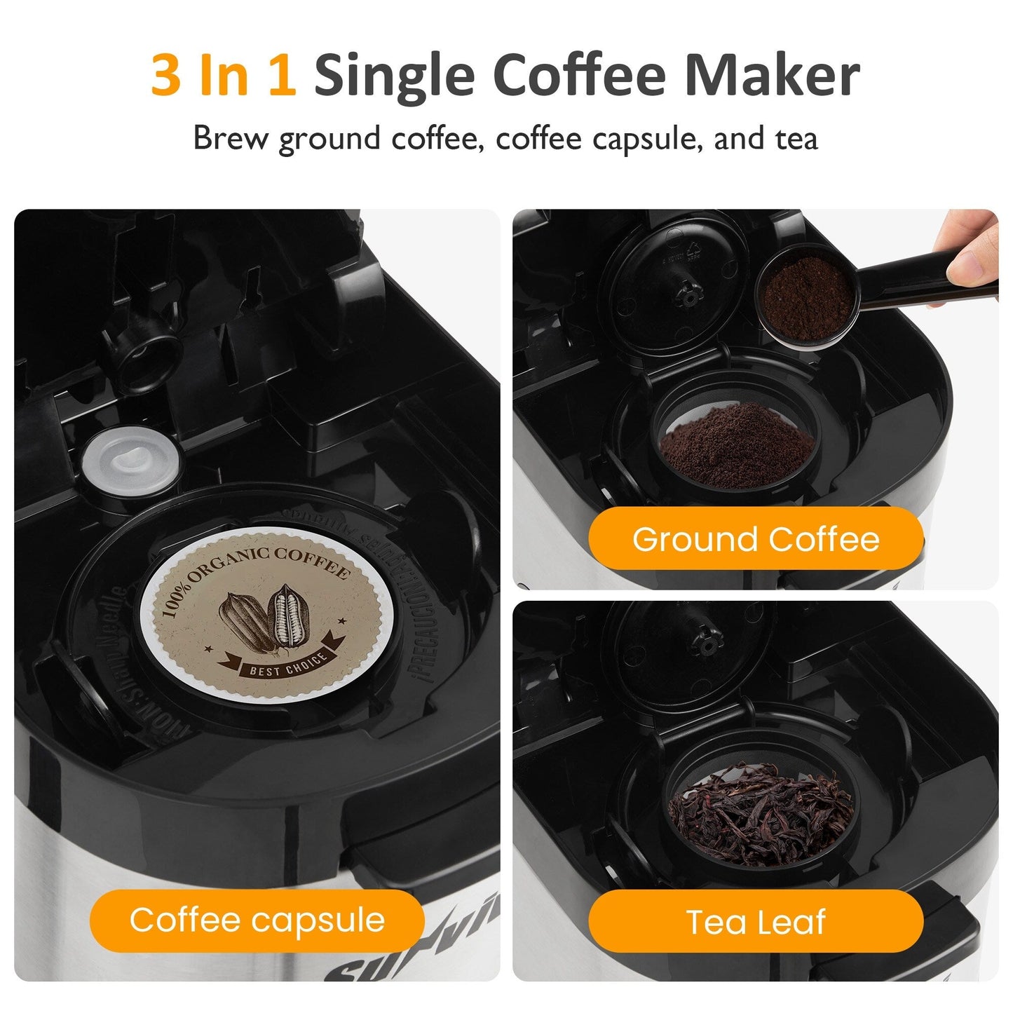 Single Serve Iced Coffee Maker with 3 Brewing Options, Black