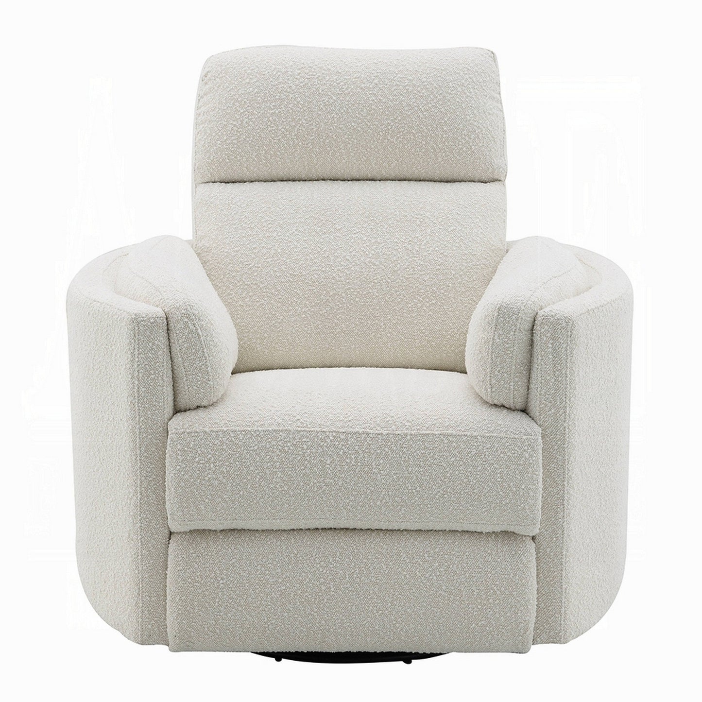 Siri Swivel Glider Recliner Chair, Plush Beige Boucle, Soft Cushioned