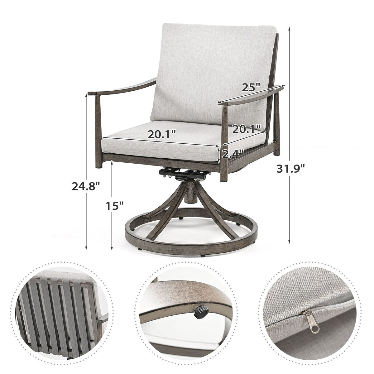 SleekLine 7-Piece Aluminum Patio Dining Set with Webbing Chair Back and Removable Cushions
