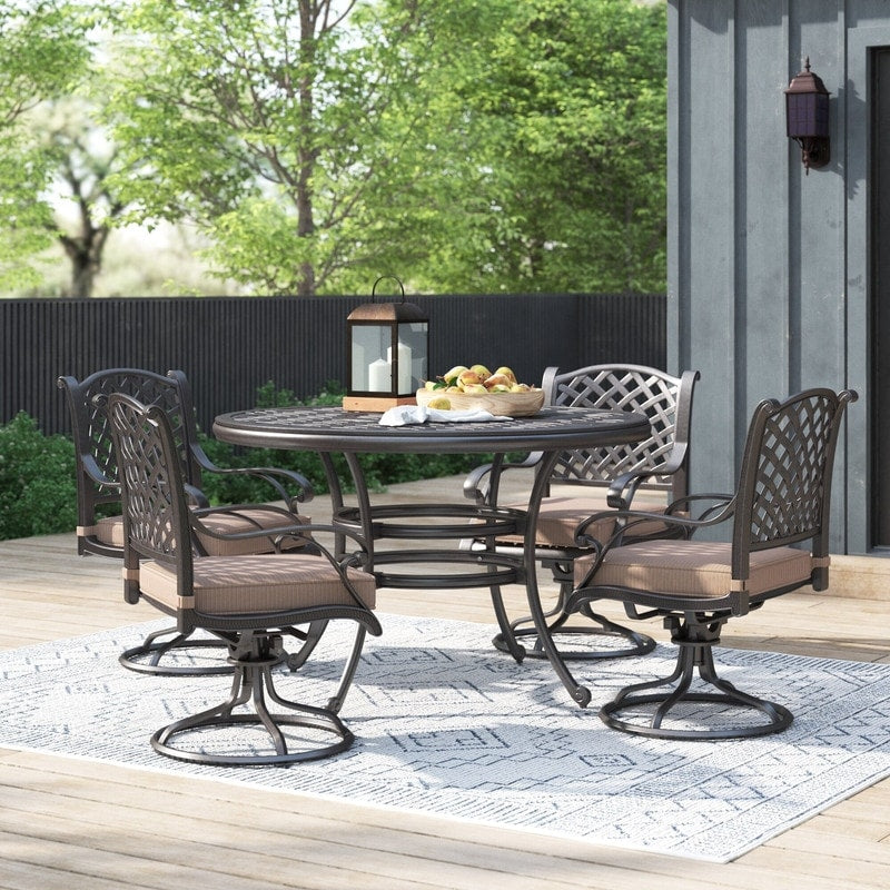 South Ponto 5-piece Aged Bronze Aluminum Round Dining Set with Swivel Chairs by Havenside Home