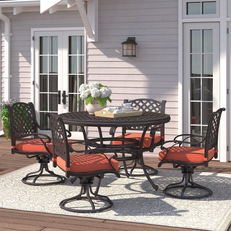 South Ponto 5-piece Aged Bronze Aluminum Round Dining Set with Swivel Chairs by Havenside Home