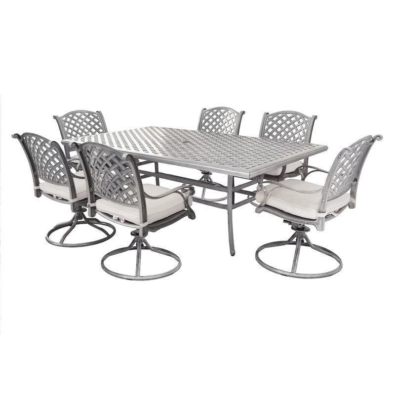 South Ponto 7-piece Aluminum Dining Set with Cushioned Swivel Chairs by Havenside Home