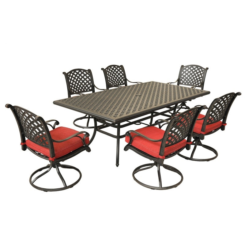South Ponto 7-piece Aluminum Dining Set with Cushioned Swivel Chairs by Havenside Home