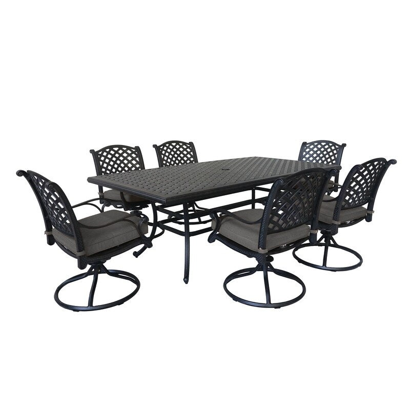 South Ponto 7-piece Aluminum Dining Set with Cushioned Swivel Chairs by Havenside Home