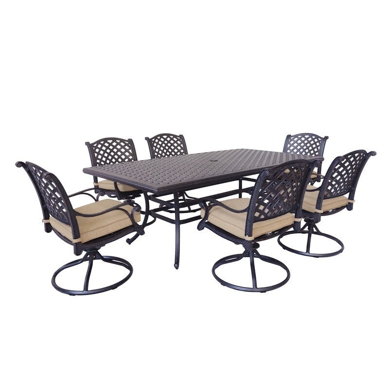 South Ponto 7-piece Aluminum Dining Set with Cushioned Swivel Chairs by Havenside Home
