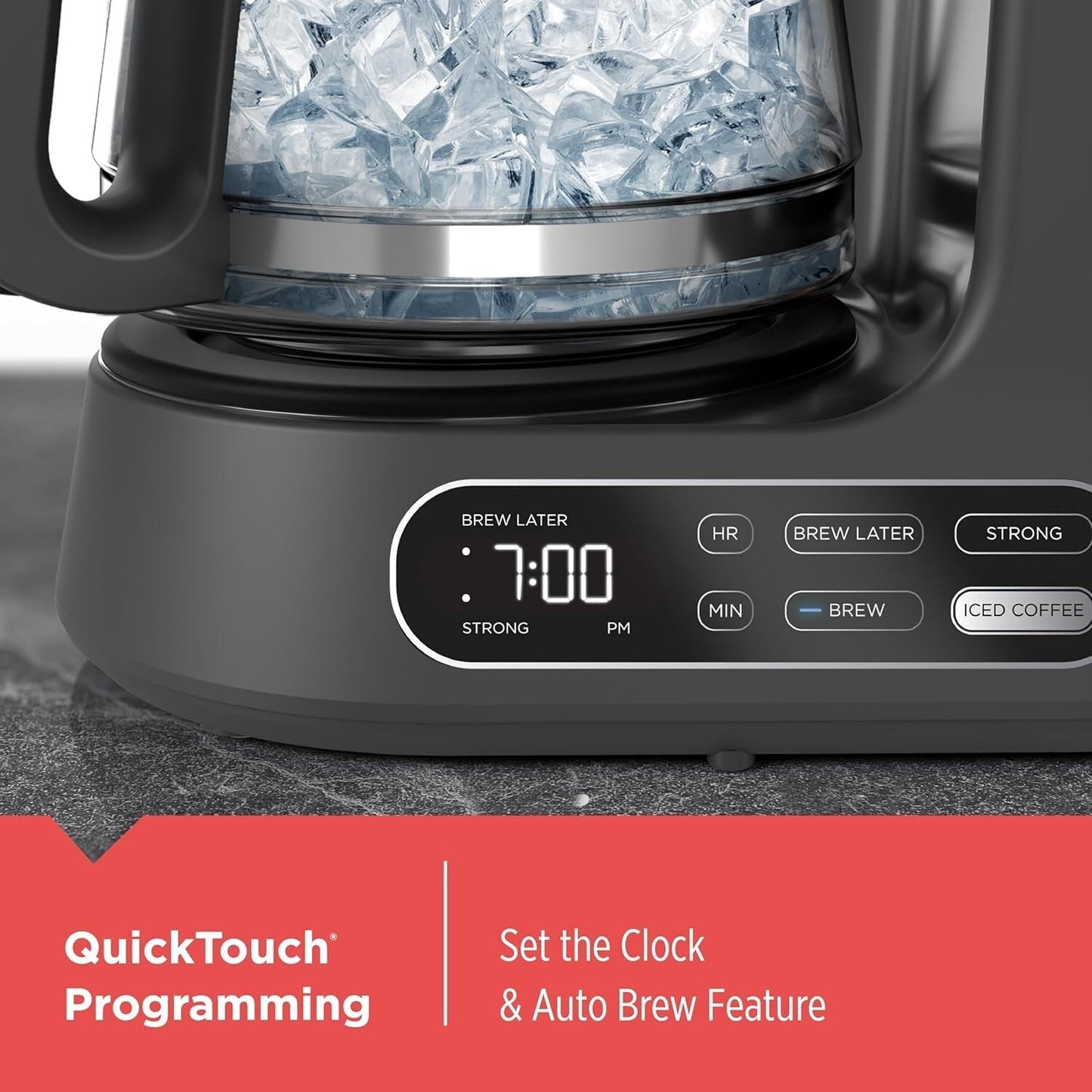 Split Brew 12-Cup Coffee Maker, Iced/Hot Coffee, Programmable, Quick Touch, 4-Hour Keep Warm