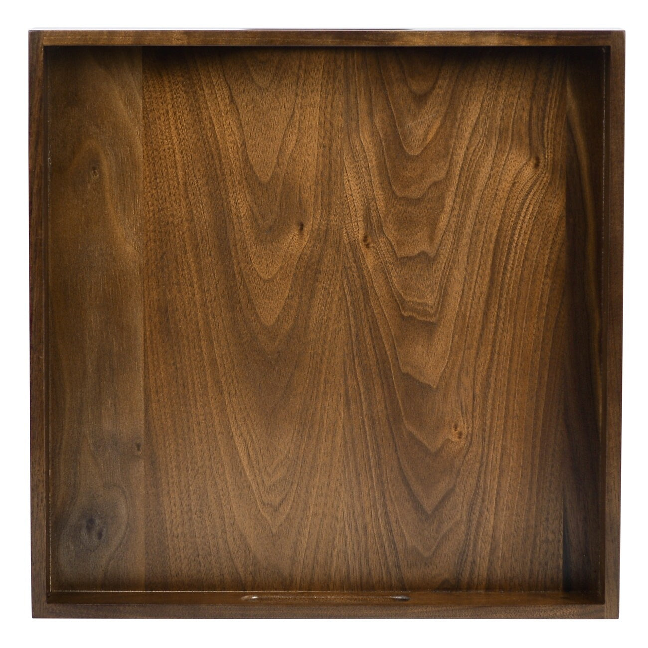 KINWELL Square Black Walnut Wood Serving Tray Ottoman Tray with Handles