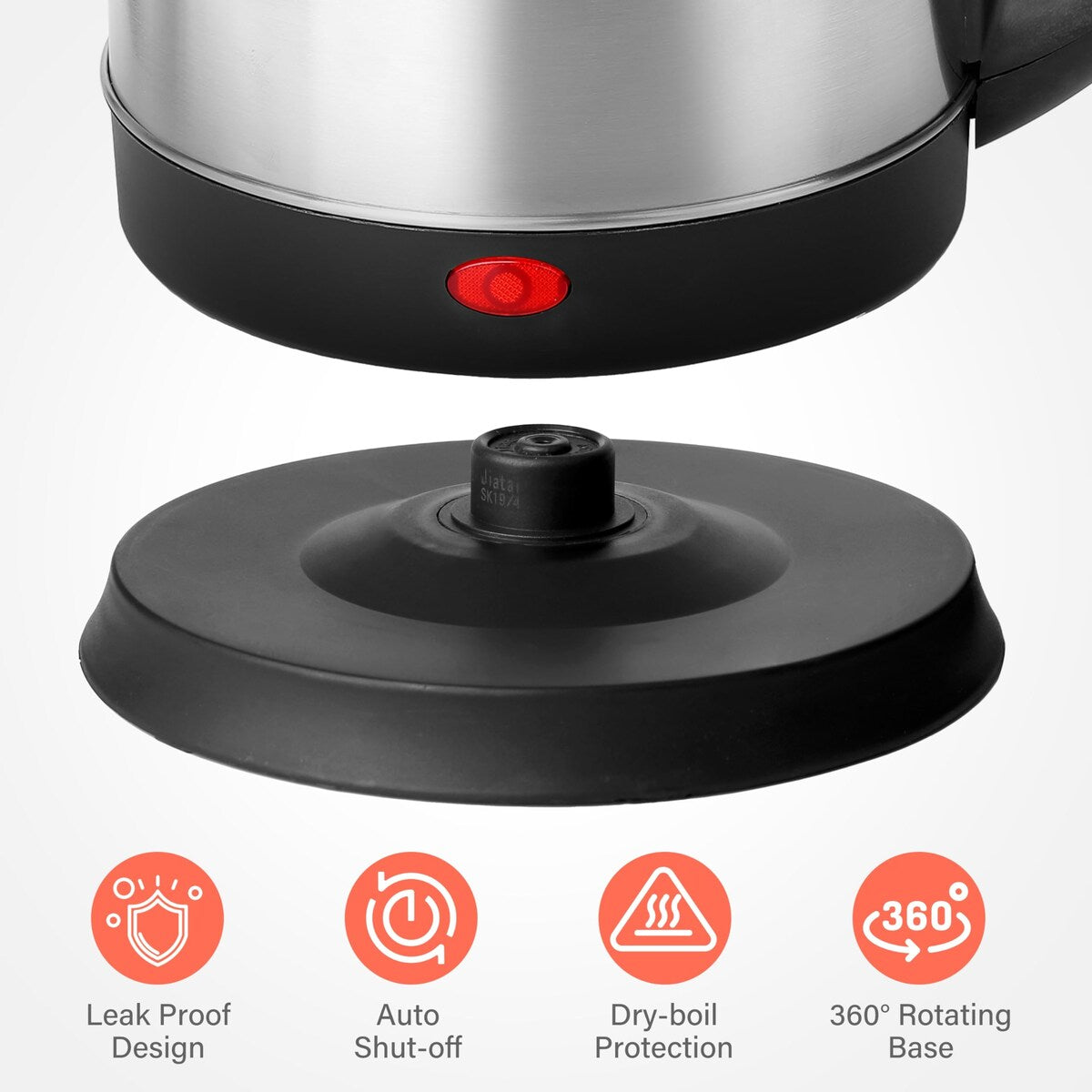 Stainless Steel Electric Tea Kettle, 1.7L Automatic Shut Off, 1000W, Silver (Black)