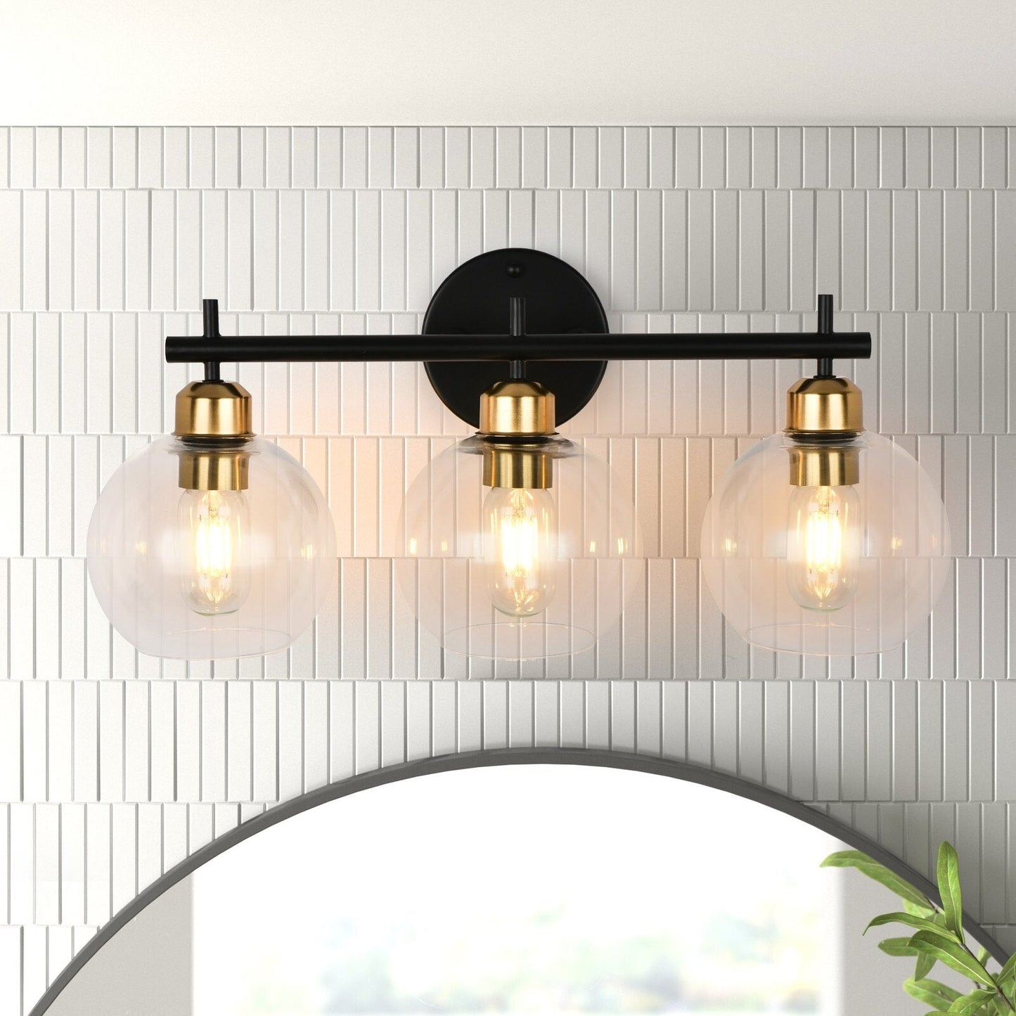 Starsky 4-Lights Modern Dimmable Bathroom Vanity Light with Globe Glass Shade