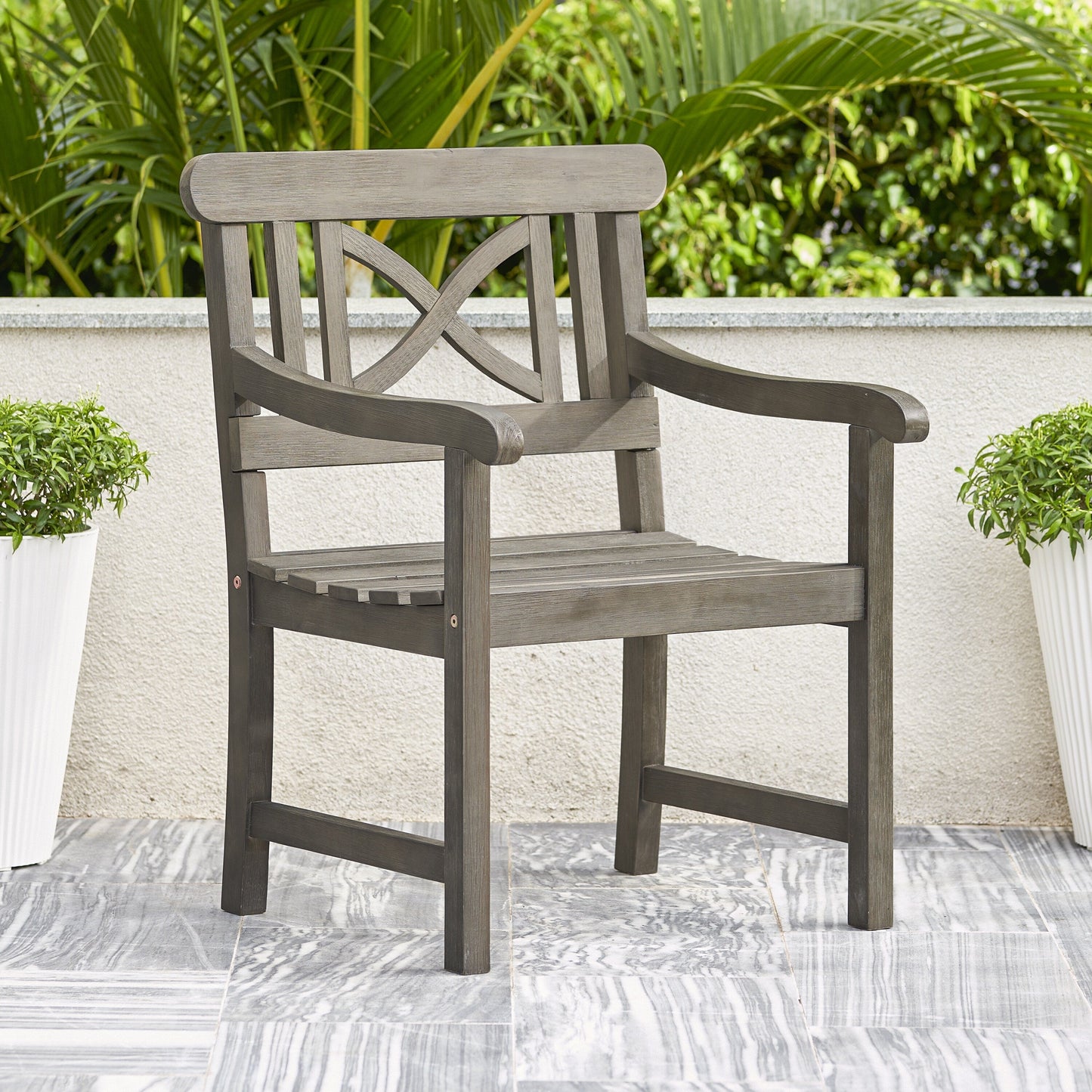 Stefanos 5-Piece Grey-washed Farmhouse Wood Patio Dining Set