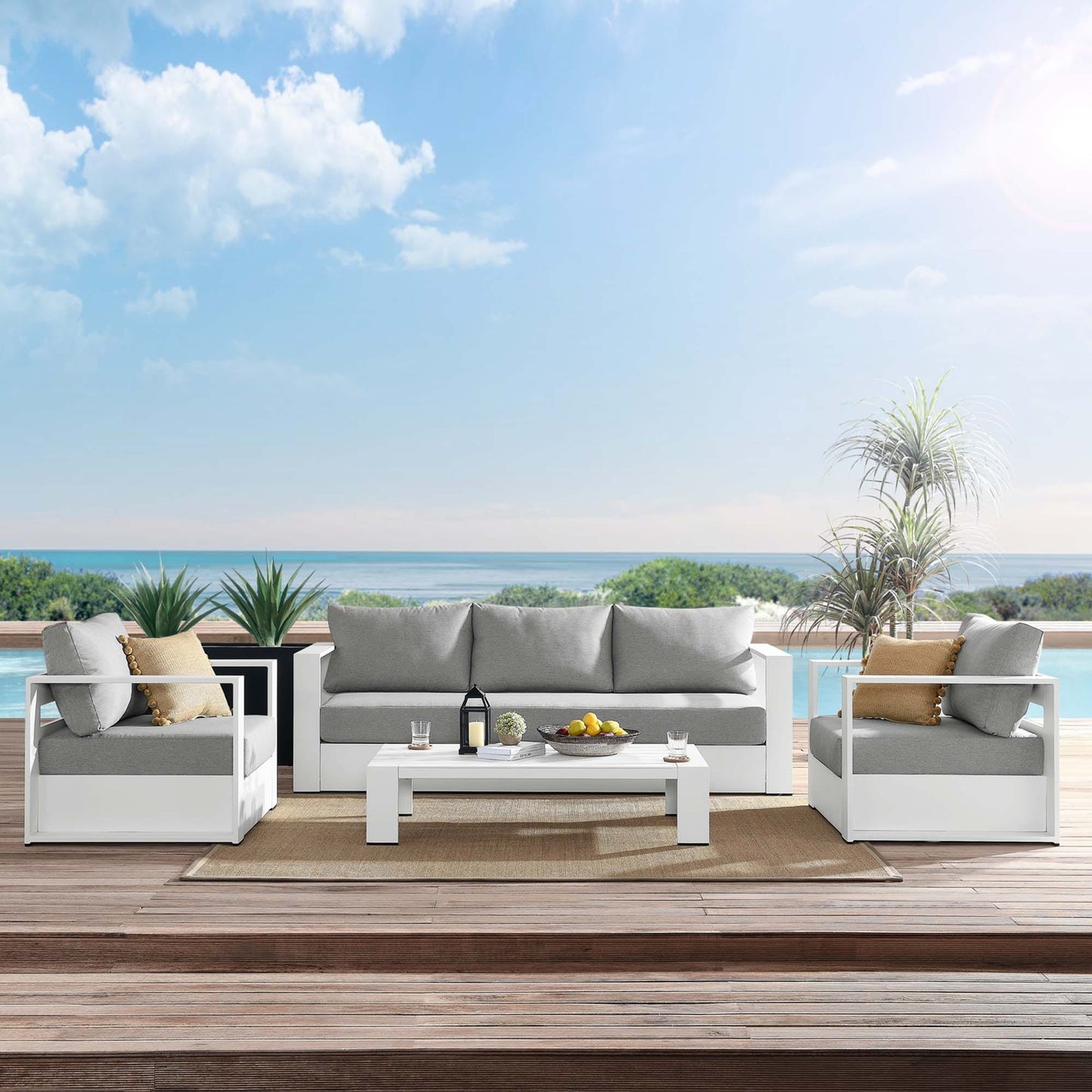 Tahoe Outdoor Aluminum 4-piece Conversation Set with Coffee Table