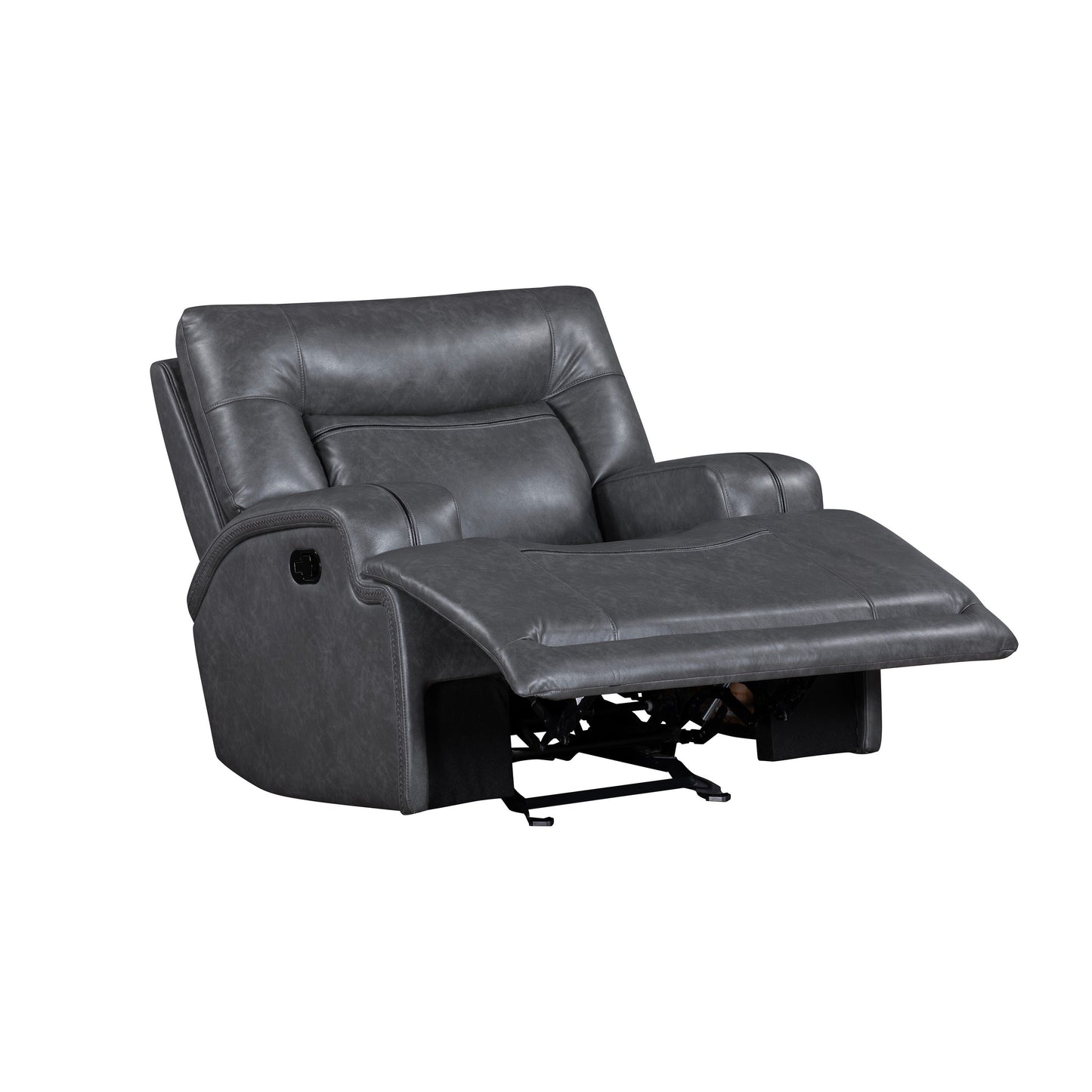 Tito Manual Glider Reclining Chair, Gray Polyester, Pillow Top Arms
