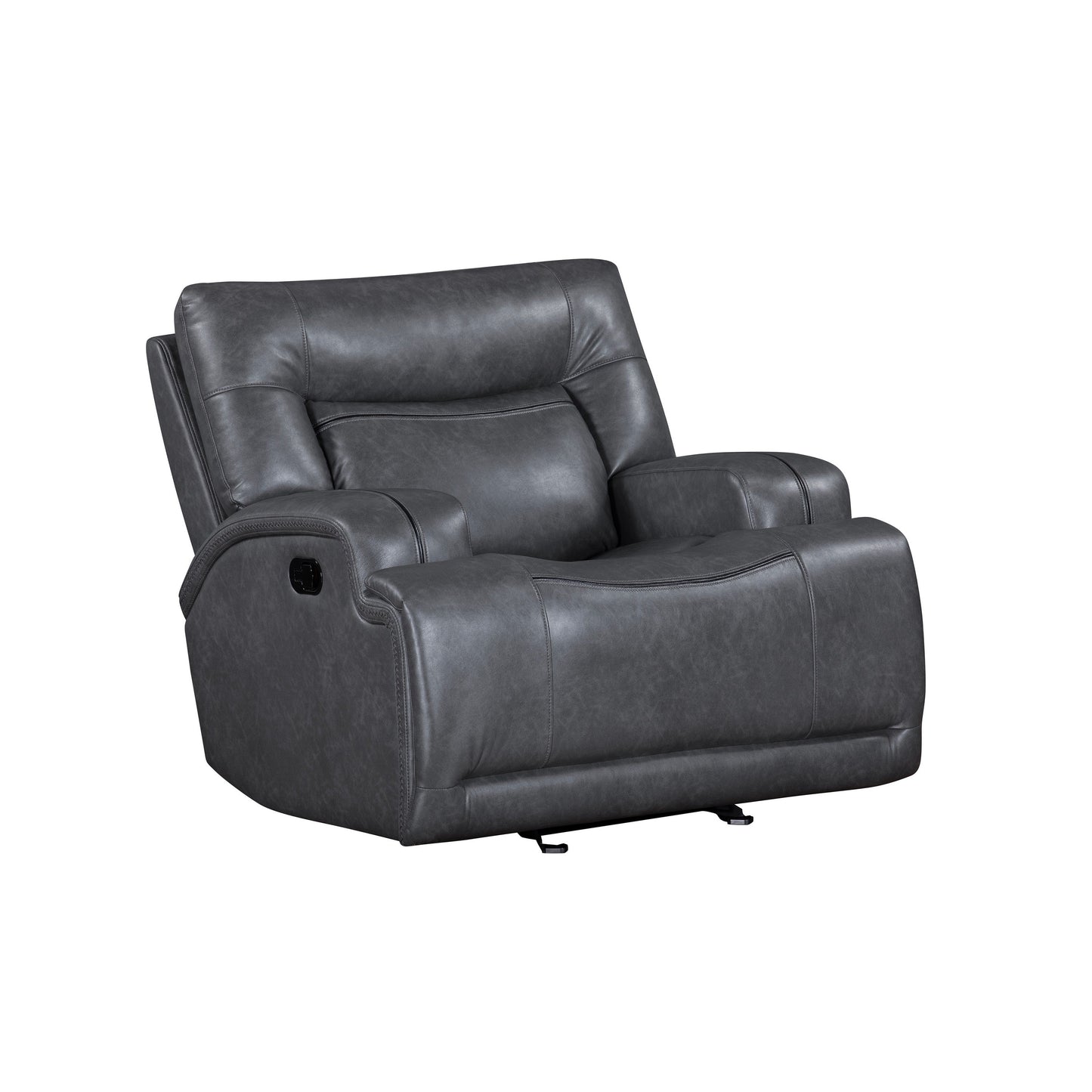 Tito Manual Glider Reclining Chair, Gray Polyester, Pillow Top Arms