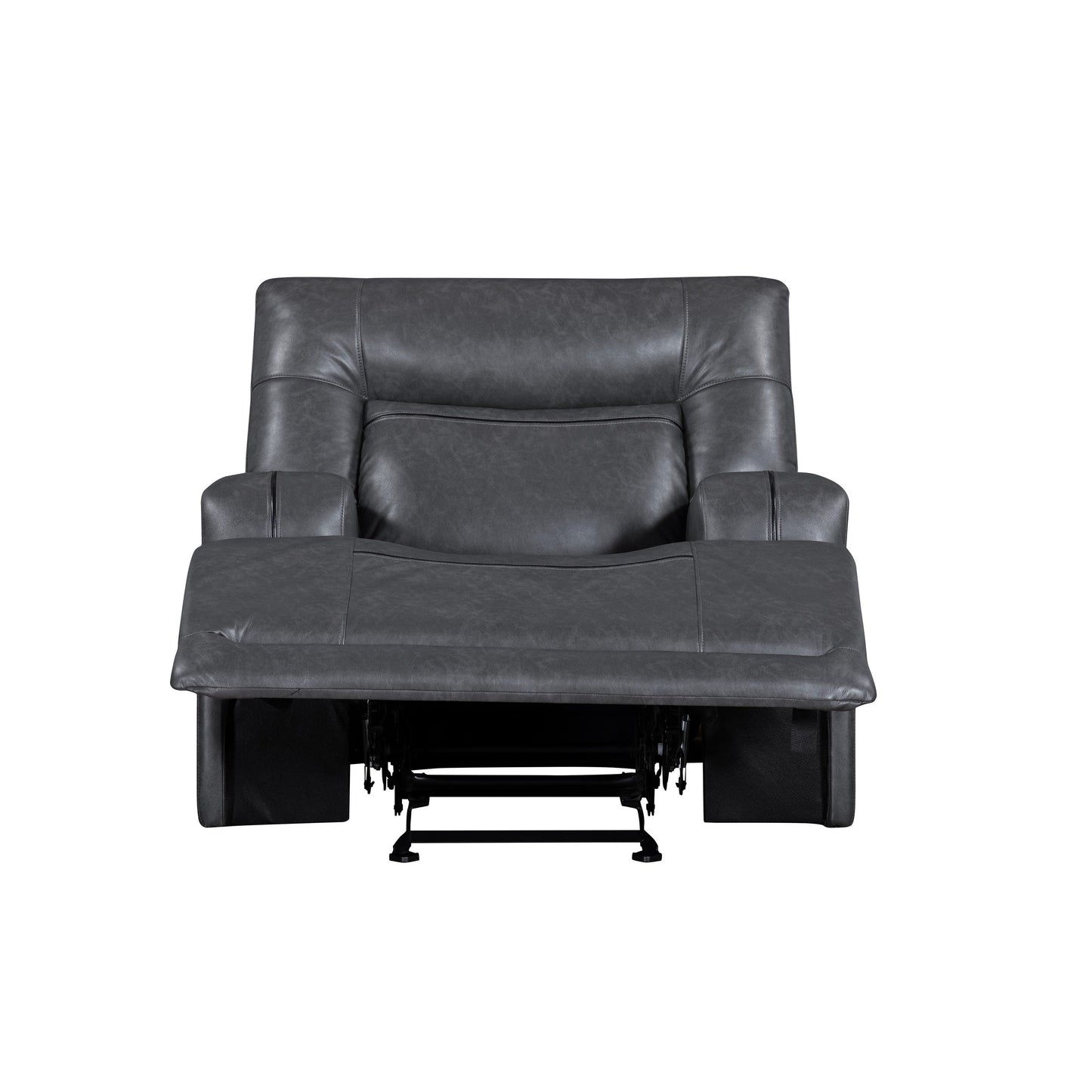 Tito Manual Glider Reclining Chair, Gray Polyester, Pillow Top Arms