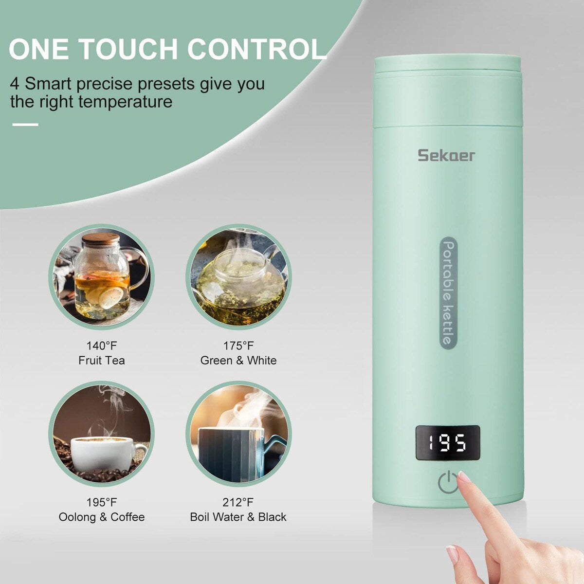 Travel Electric Tea Kettle Portable Small Mini Coffee Kettle, with 4 Variable Presets, Personal Water Boiler 304 Stainless Steel