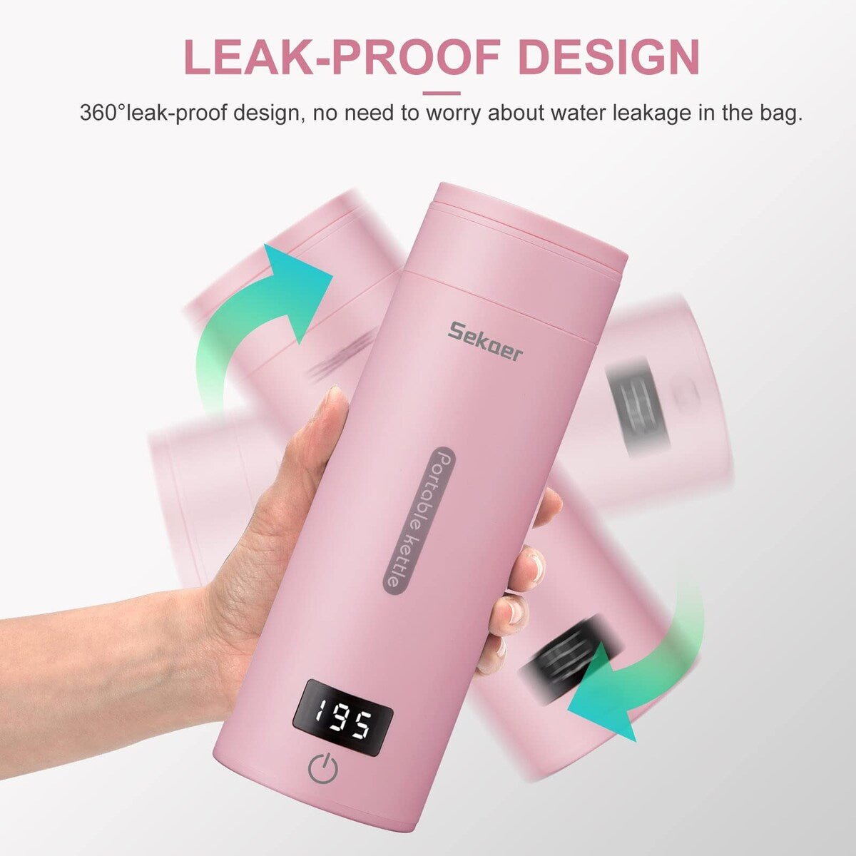 Travel Electric Tea Kettle Portable Small Mini Coffee Kettle, with 4 Variable Presets, Personal Water Boiler 304 Stainless Steel